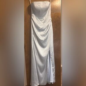 Elegant Light Blue Draped Satin Skirt